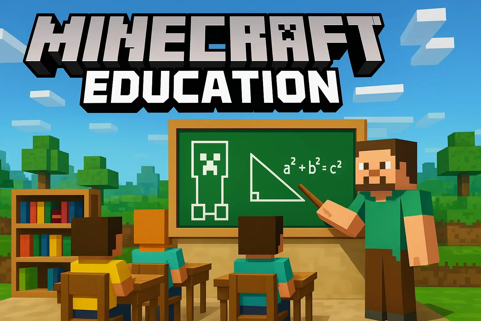 Minecraft Education classroom with teacher and students learning through play