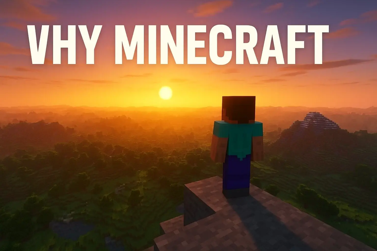 Why Minecraft – beautiful shader-based world view with sunset and reflections